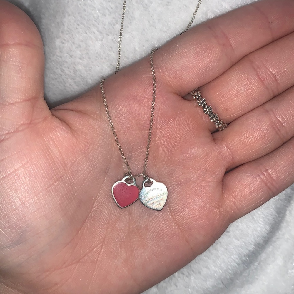 TIFFANY DOUBLE HEART PINK NECKLACE